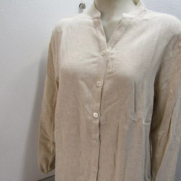 NEW BAREFOOT DREAMS Spring 2025 Womens Linen Blend Long Sleeve Blouse Size S - Picture 5 of 12